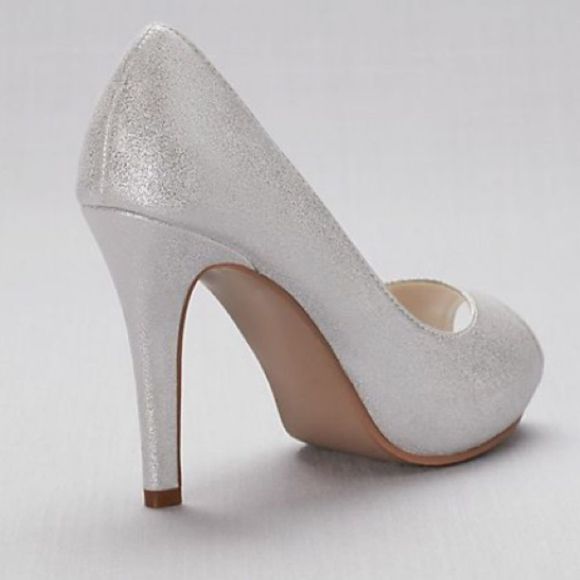 DAVID'S BRIDAL shimmer peep-toe platform pumps STYLE# KINGSLEY size 8 - Picture 2 of 11